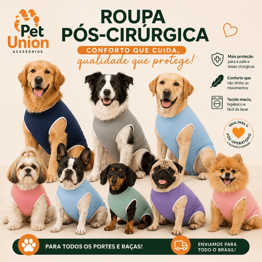 Roupa Pós Cirúrgica Para Cães Machos e Fêmeas Tamanho 04
