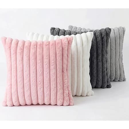 Kit 2 Capas de Almofada Pelúcia Canelada 45x45 Luxuosa Macia para Sofá Decoração