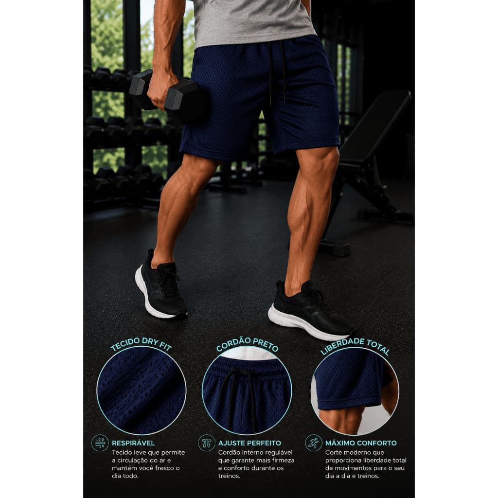 Bermuda Masculina Dry Fit Esportiva Furadinha | Leve, Respirável e Confortável