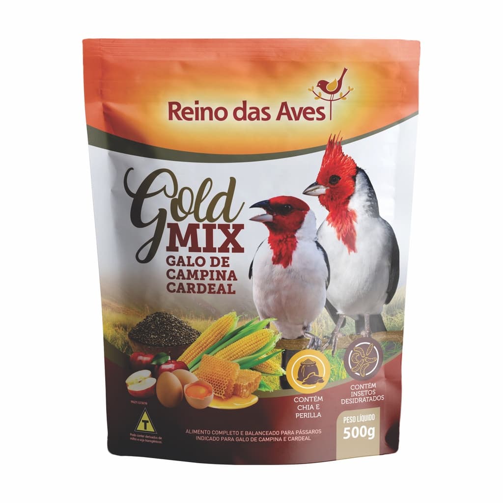 Racao Para Galo de Campina e Cardeal Gold Mix 500g -Reino Das Aves