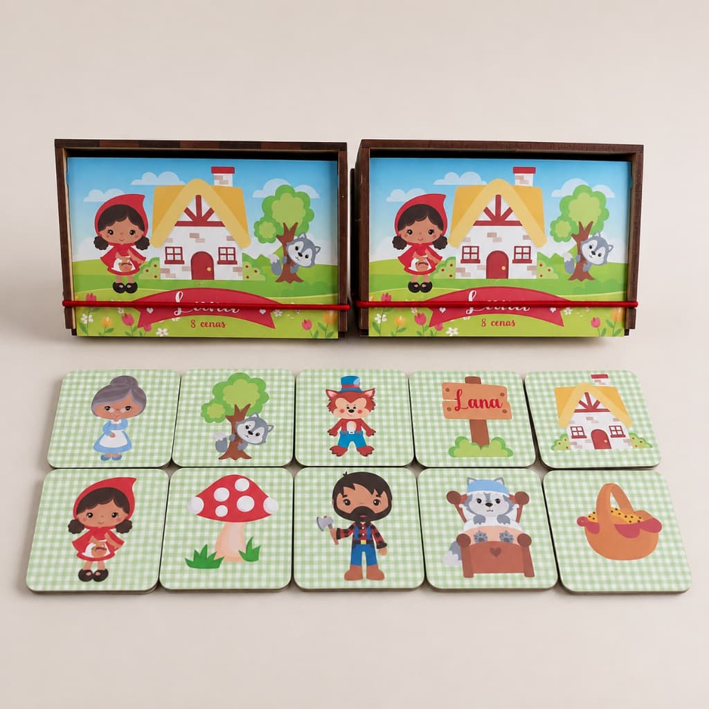 Kit 6 Quebra Cabeça E Jogo Da Memória Personalizado Em MDF Com Caixinha Lembrancinha Aniversário