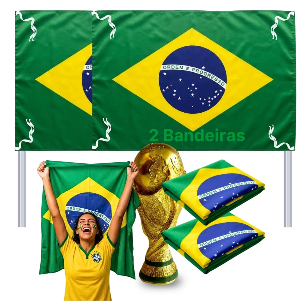 Bandeira do Brasil 150x90cm Tecido Poliéster Premium Bandeira Brasileira Grande Missões
