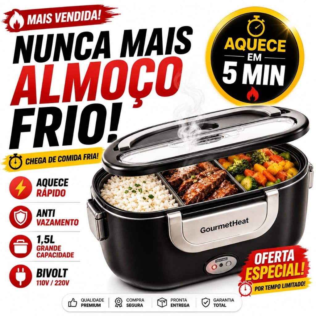 Marmita Elétrica Marmiteira Bivolt 1,5L Aquece Rápido Portátil Trabalho
