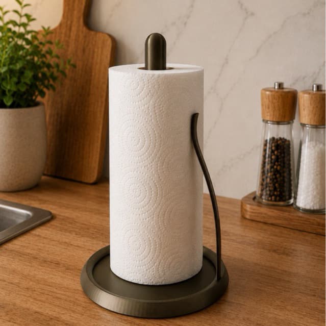 Suporte para Papel Toalha de Bancada | Porta Papel Toalha | Preto Premium para Cozinha Moderna