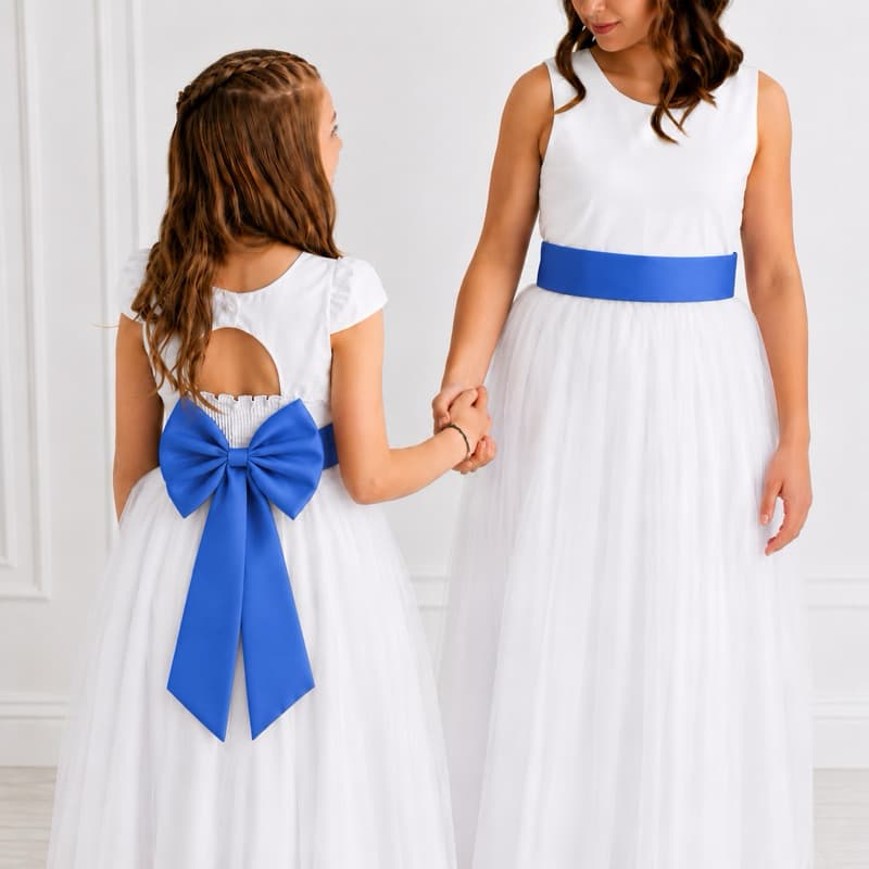 Faixa e Laço Dama de Honra Azul  Royal  Acessório para vestido de festa infantil casamento REF4196