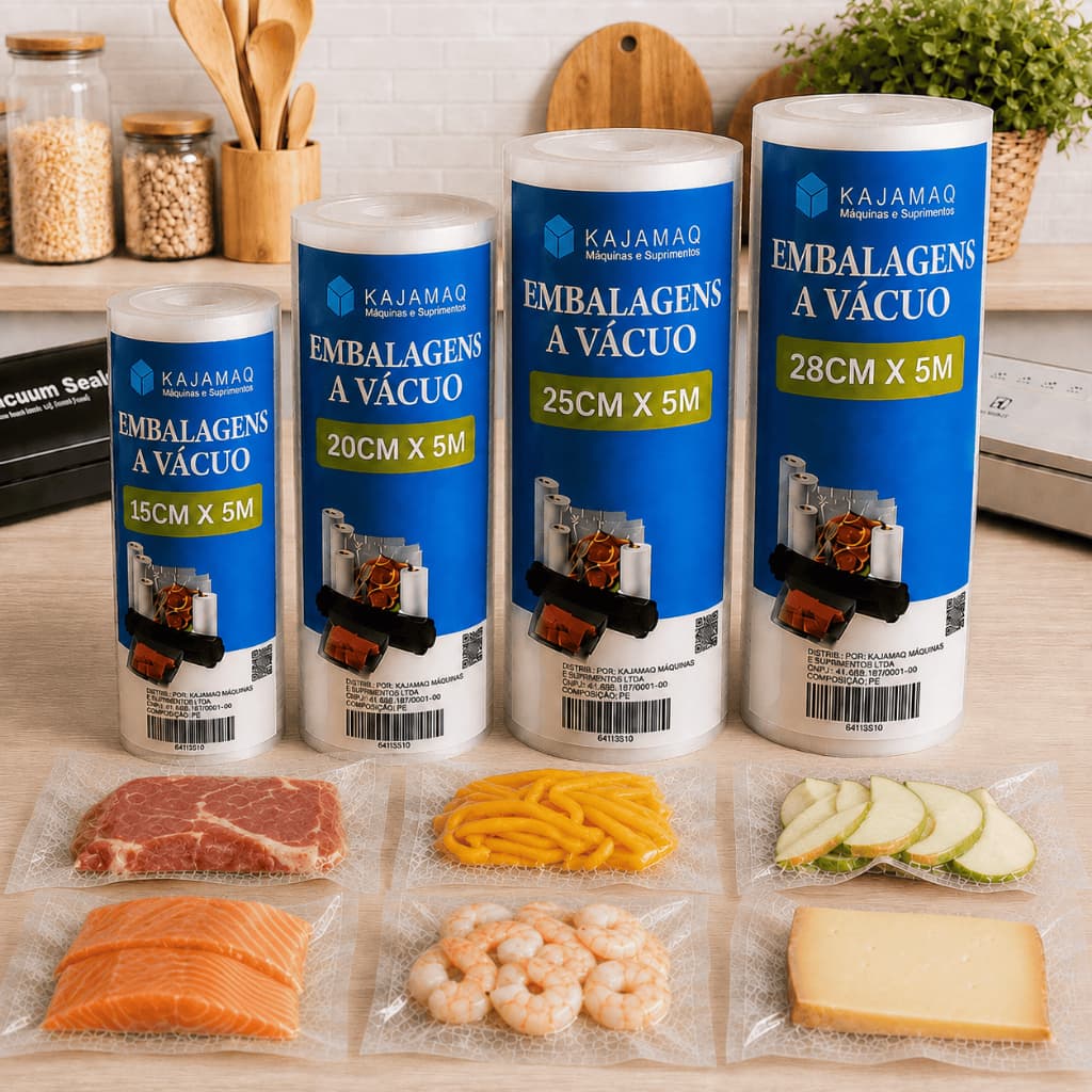 Kit 3 Rolo Com Ranhura Gofrado Para Seladora a Vacuo Domestica Embalagem Com Ranhuras 5M Para Freezer Sous Vide Alimento