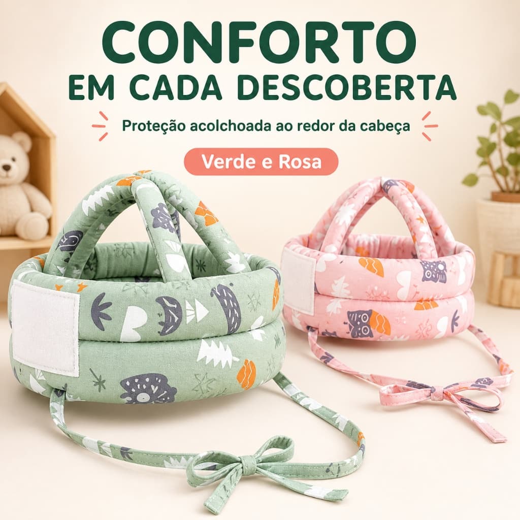 Capacete de Segurança para Bebê Anti Colisão, Protetor Macio Respirável Ajustável para Engatinhar Caminhar e Brincar