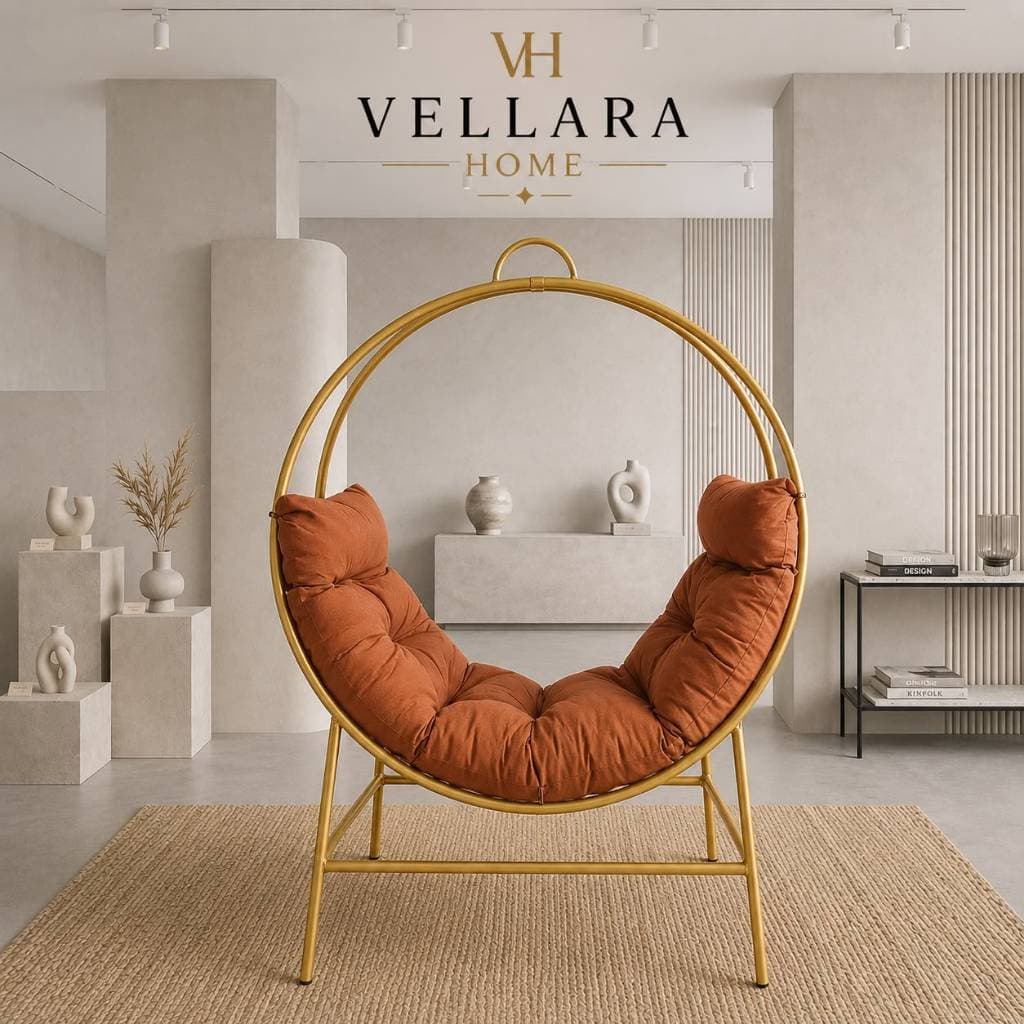 Namoradeira Lua 1,70m Aro Dourado Cadeira Decorativa Estofado Veludo Premium Confortável