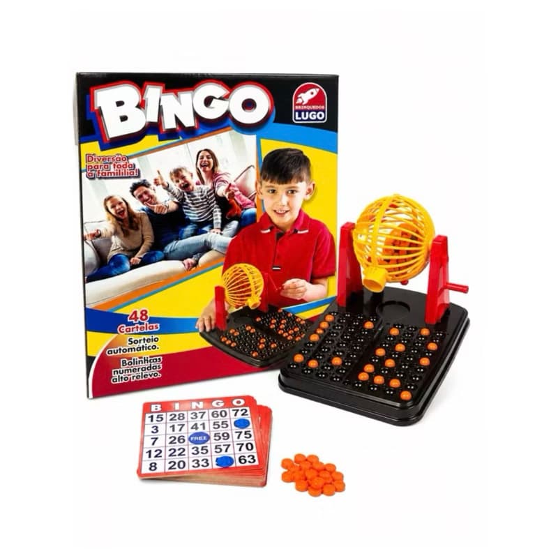Bingo com 48 Cartelas Globo Giratório 90 Bolinhas Numeradas Jogo de Mesa Brinquedo