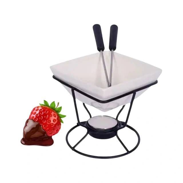 Conjunto Aparelho Kit Fondue C/5 Peças Chocolate E Queijo