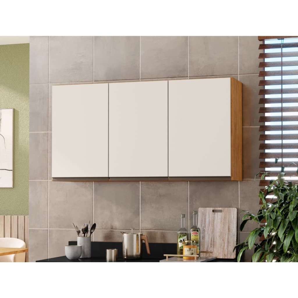 Armario Cozinha Aéreo Suspenso Organizador Multiuso 120cm 3 portas mdf/mdp