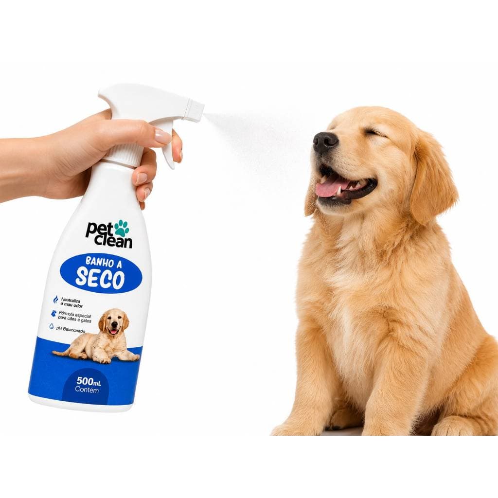 Banho a Seco Spray Cães e Gatos  Sem Enxague Pet Clean 500ml