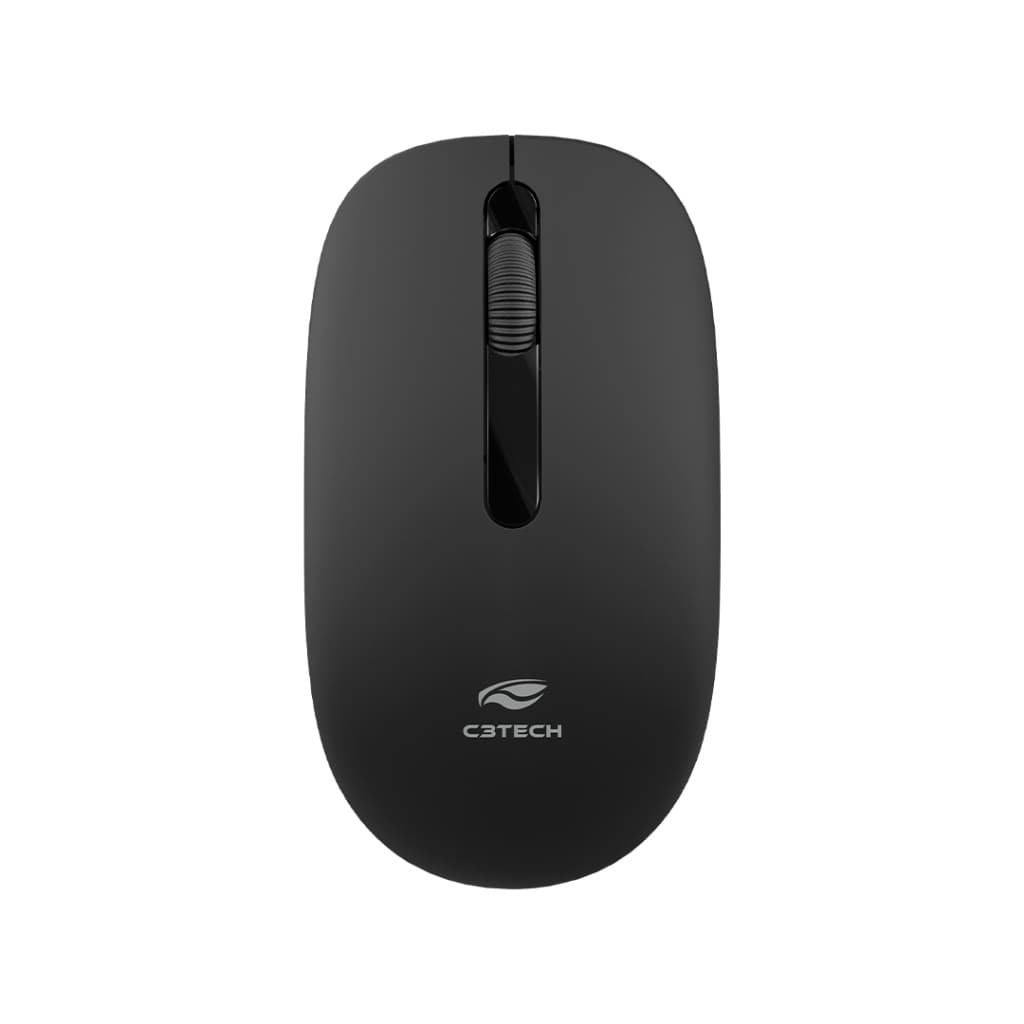 Mouse Sem Fio C3Tech M-W15BK, Wireless 2.4GHz, 1200 DPI, Nano USB, Ambidestro, Plug and Play, Preto