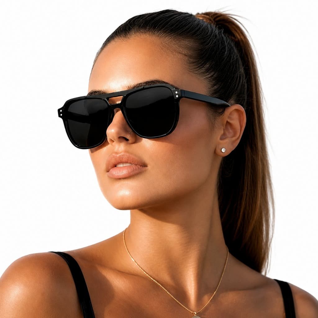 Óculos de Sol Feminino Estiloso Blogueirinha Preto de Rica Retro Luxo Premium