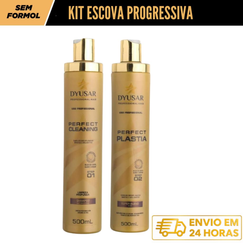 Kit Progressiva Dyusar Perfect Plastia Shampoo Antirresíduo Super Blend Acid 500 ml