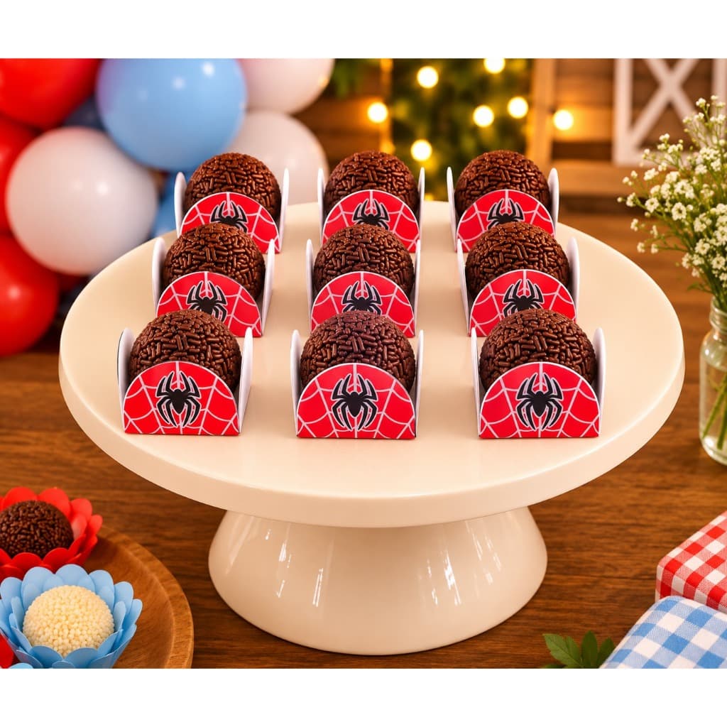 50 Forminhas de Brigadeiro Para Festas Infantil spader man 4 petalas