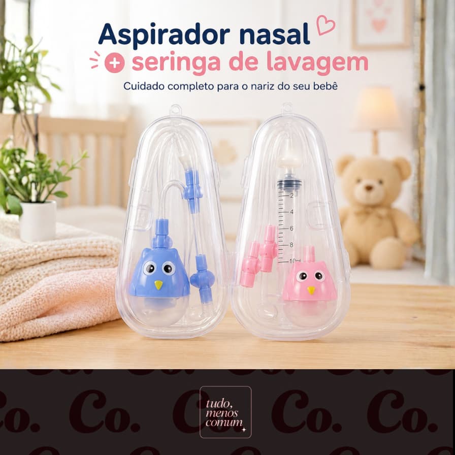 Kit Aspirador Nasal com Estojo Bebê Seringa Lavagem Nasal Infantil Sugador Nasal Silicone Livre BPA