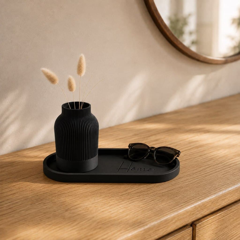 Kit Vaso Decorativo e Bandeja Organizadora Minimalista para Sala Quarto e Aparador