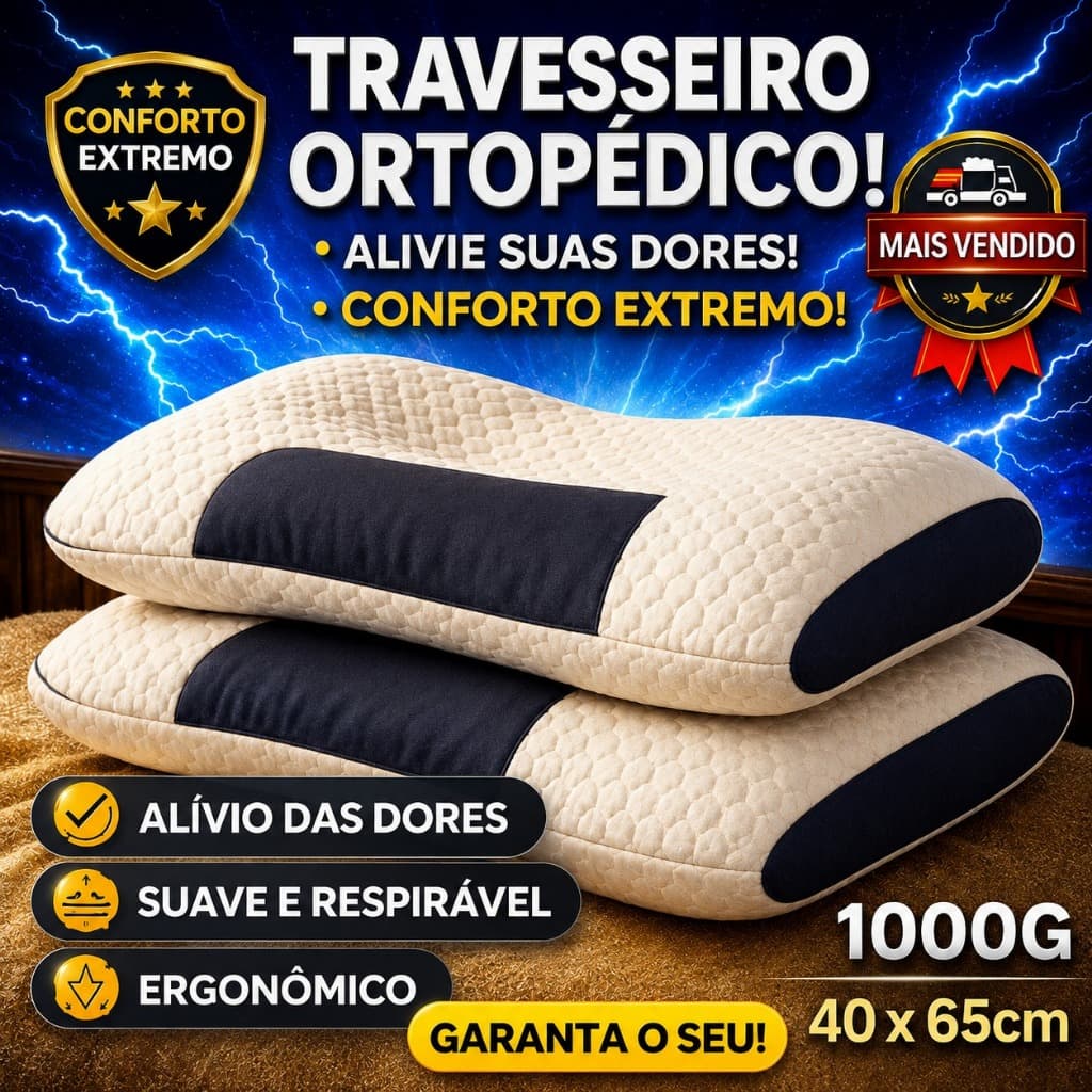 Travesseiro Ortopédico Cervical Fino-Almofada Ergonômica de Algodão Tricotado para Pescoço e Coluna