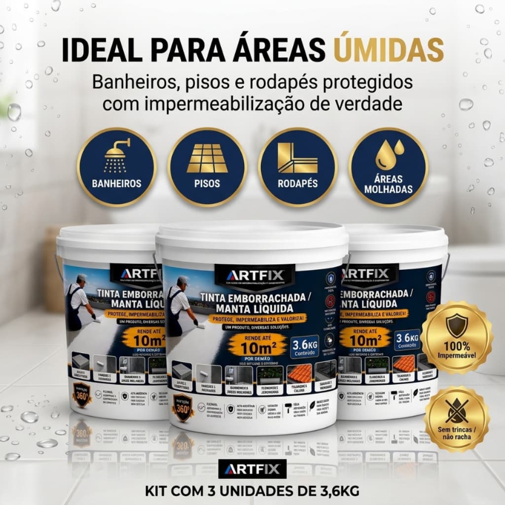 QUEIMA DE ESTOQUE - Kit 3 4 ou 5 Mantas Líquidas Impermeabilizantes 3,6Kg Flexível UV