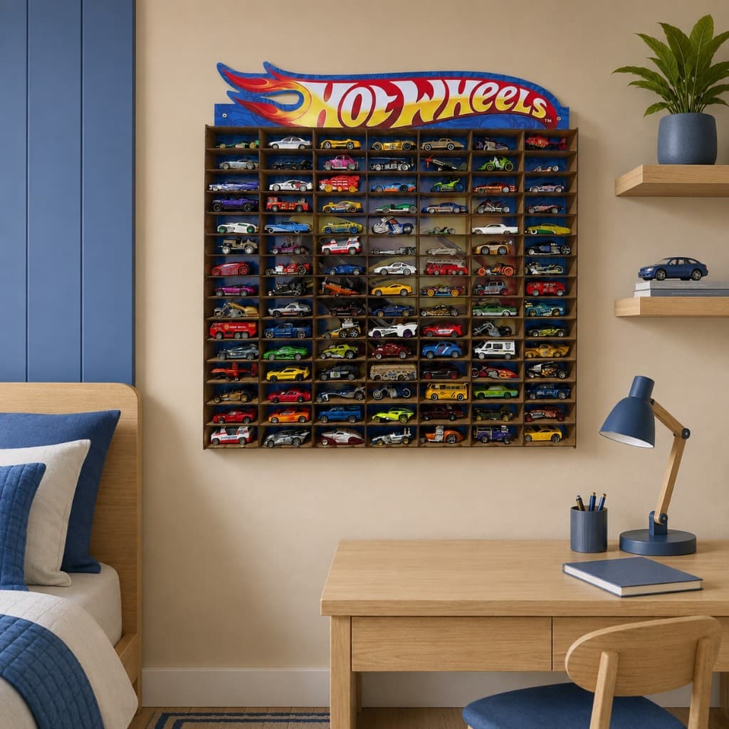 Estante Prateleira Expositor Suporte 105 Nichos Carrinhos Hotwheels Organizador Colecionáveis  Adesivado Mdf