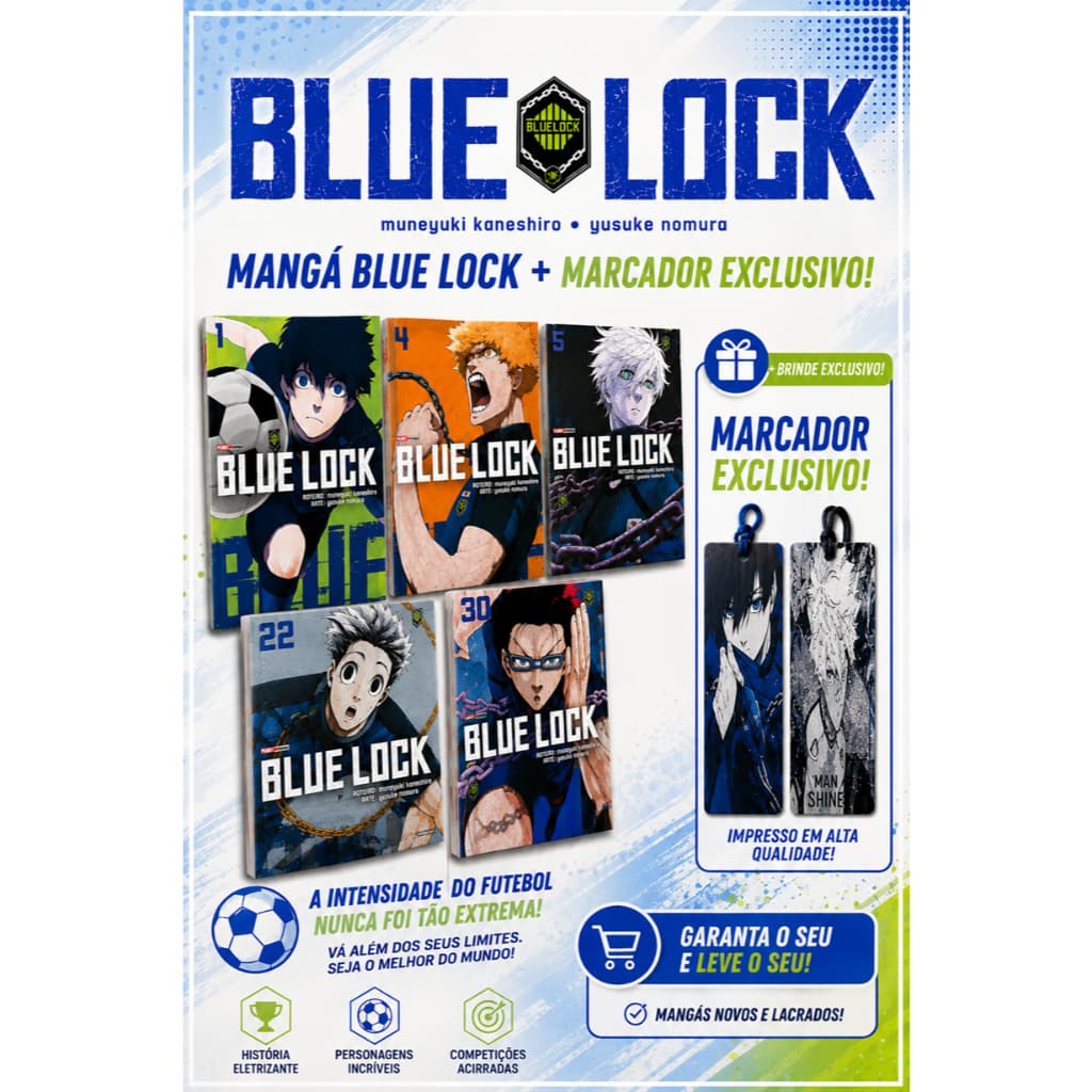 Mangá Blue Lock, Muneyuki Kaneshiro + Marcador Exclusivo - Volumes Diversos