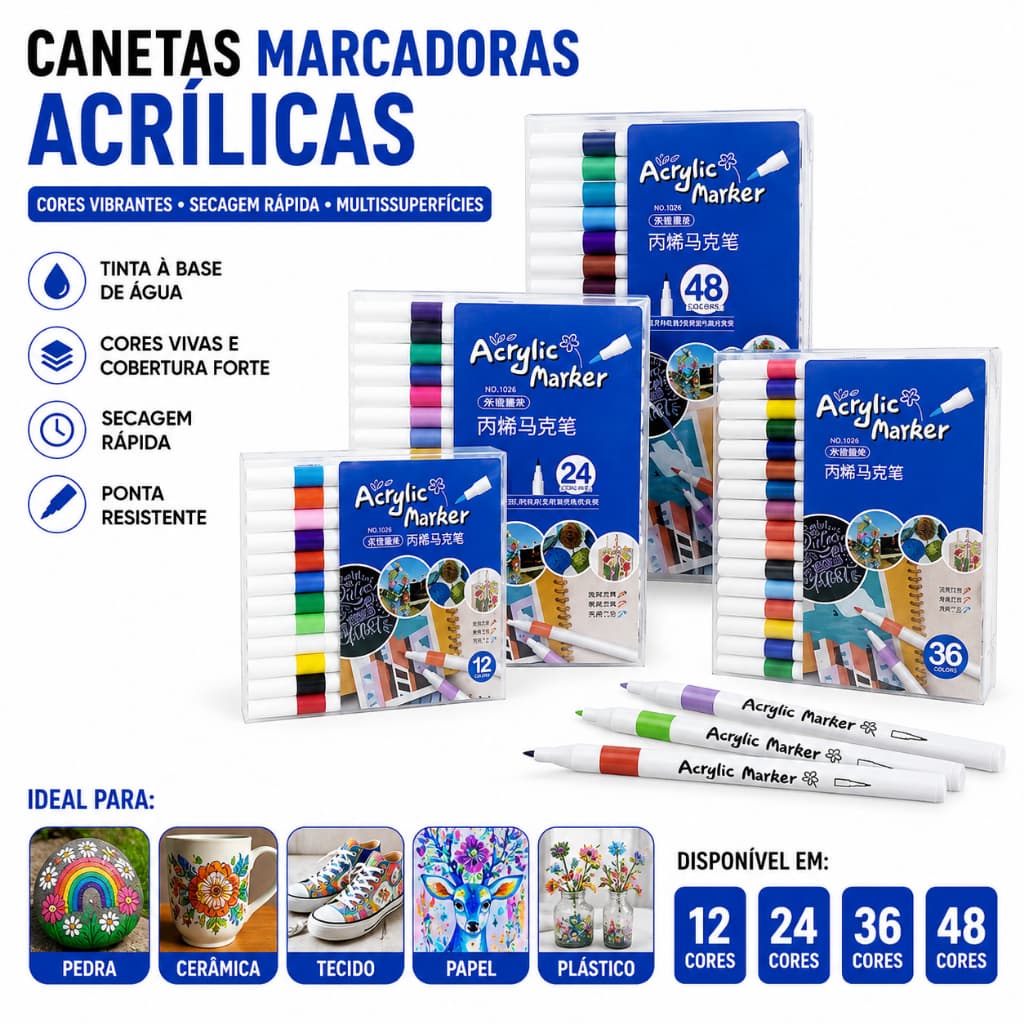 Caneta Marcadora Acrílica 36 Cores 60 Cores À Prova D'Água Pincel Especial Cor Opaca Caneta De Cartão Antiga Caneta Colo