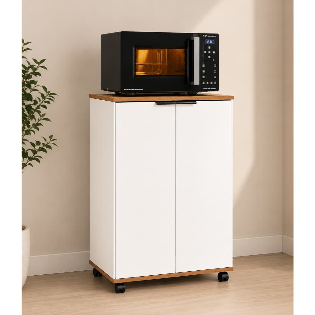 Armario Organizador Multiuso Pratic 2 Potas Para Bebedouro/Microondas Lavanderia Quarto Sapateira Multifuncional