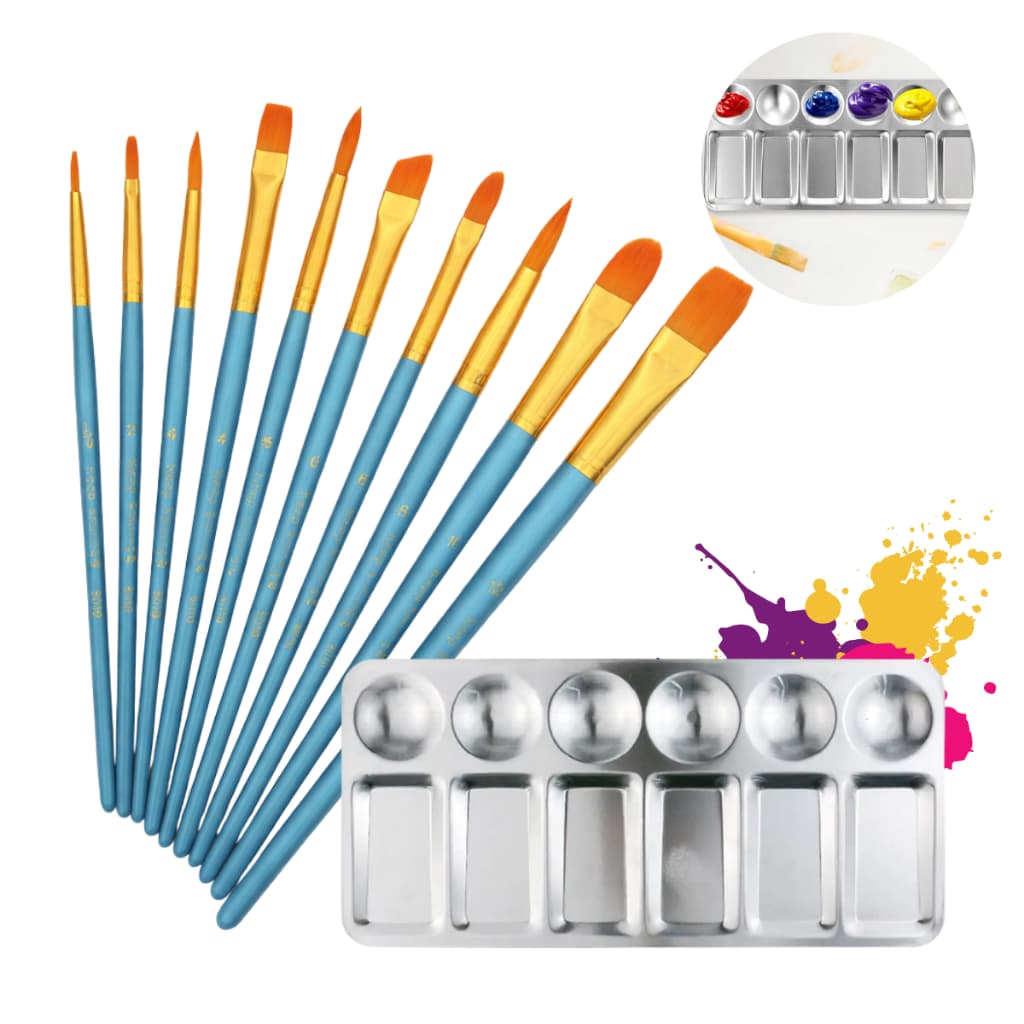 Kit 10 Pinceis Pintura Aquarela + Godê Alumínio Artesanato