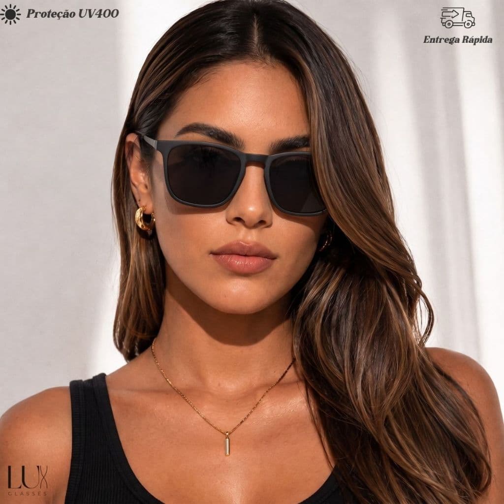 Óculos De Sol Retangular Moda Unissex Proteção Uv400