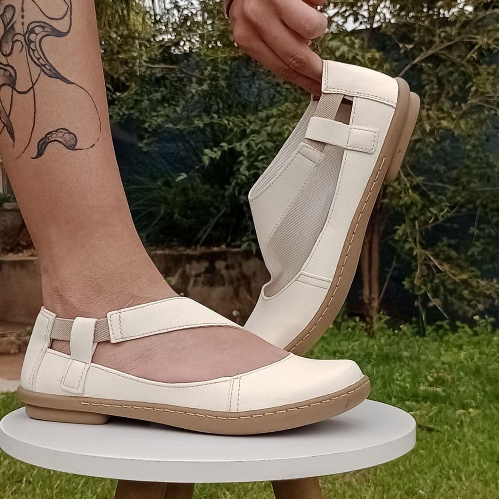 Sapatilha Feminina Branco Confortavel Boneca Casual Retro