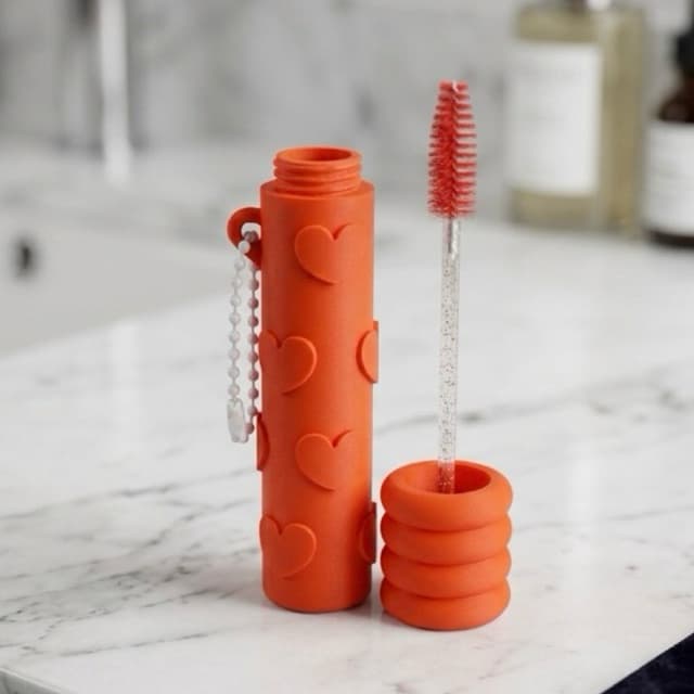 Chaveiro Porta Escovinha de Cílios 3D com Tampa Organizador Spoolie Bolsa Necessaire Presente