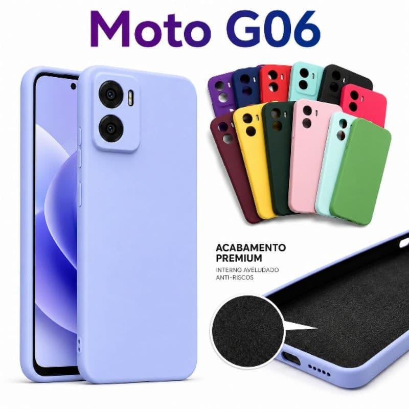 Capa capinha case silicone aveludada Moto G06