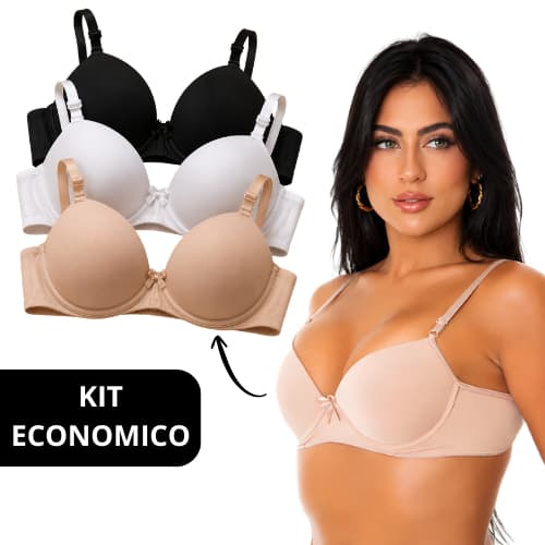 Kit C/2 Sutiã Básico Reforçado de Microfibra Com Bojo Escolha a Cor  do P ao GG