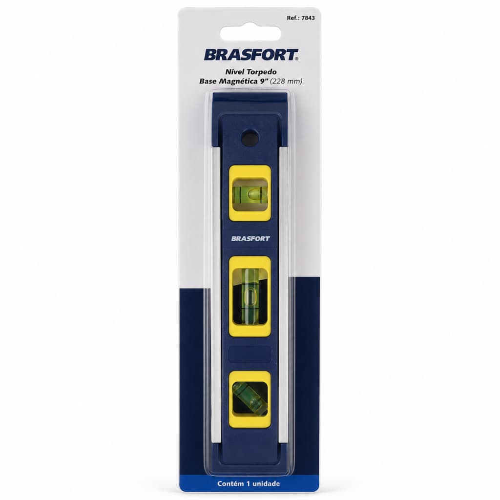 Nível Torpedo 9 Polegadas Com Base Magnética 228mm  Bolhas Brasfort
