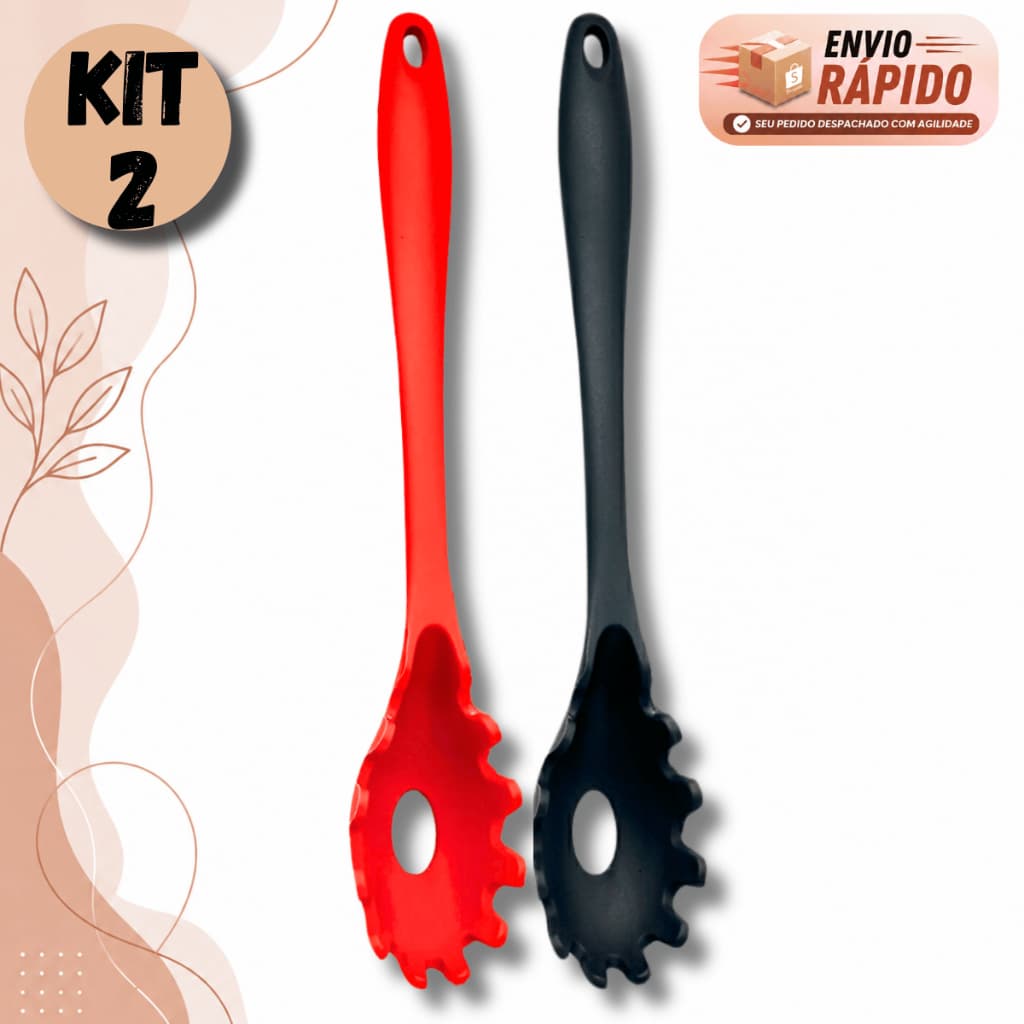 Kit Pegador De Macarrão Silicone Profissional Antiaderente Resistente Ao Calor Cozinha Culinária 28cm