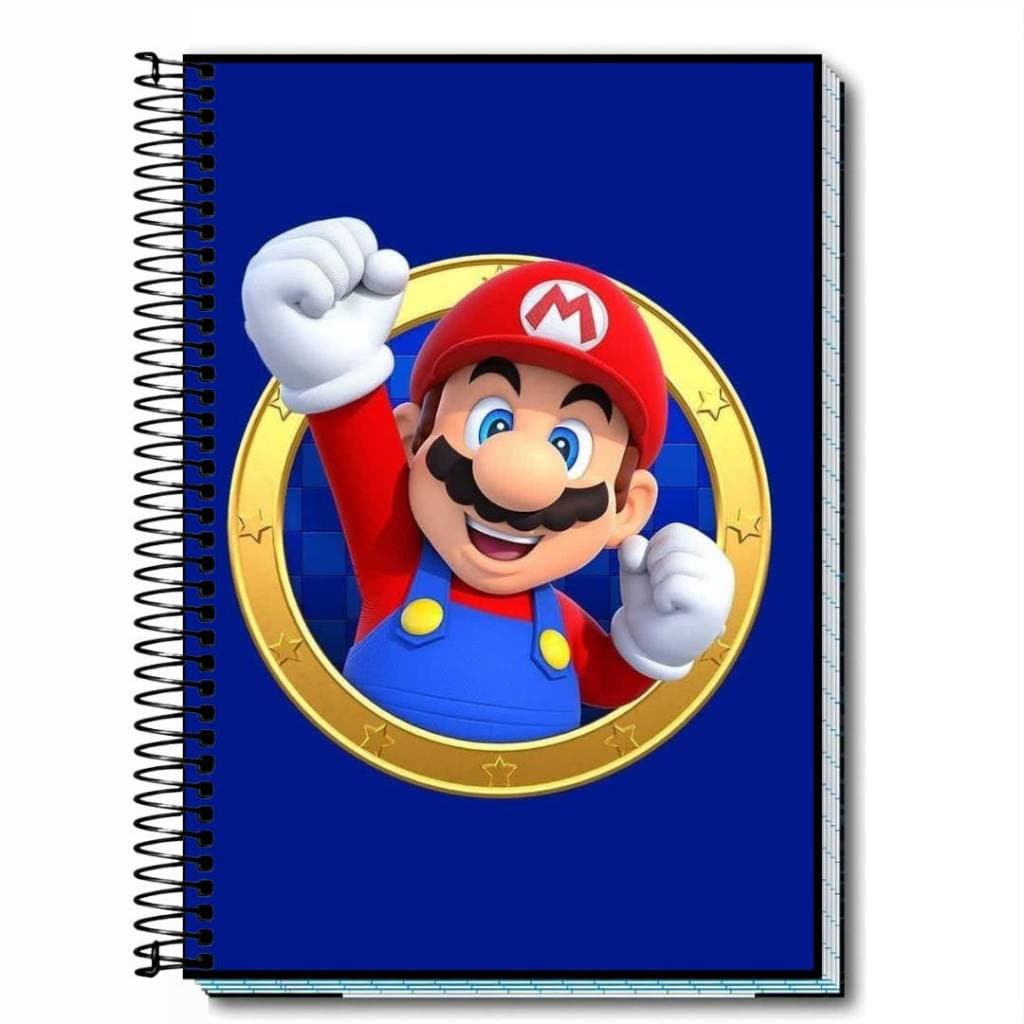Caderno Escolar Universitário super mario Capa Dura Personalizado , capa dura com espiral , 01 a 20 Matérias , capa 2026