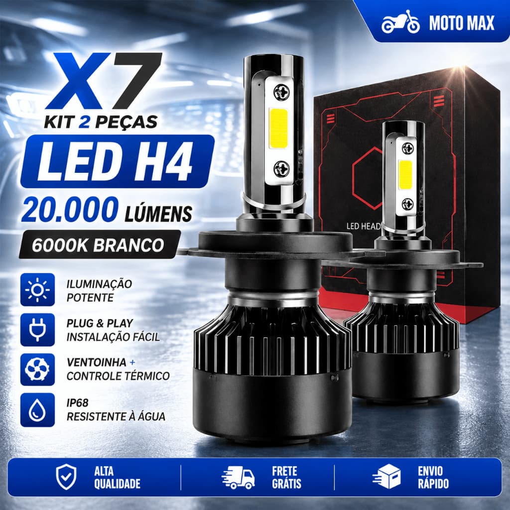 X7 2 Pçs Novo 4 Lados H4 Carro Super LED Faróis Kit De Lâmpadas De Luzes Automáticas 20000 Lúmens 6000K