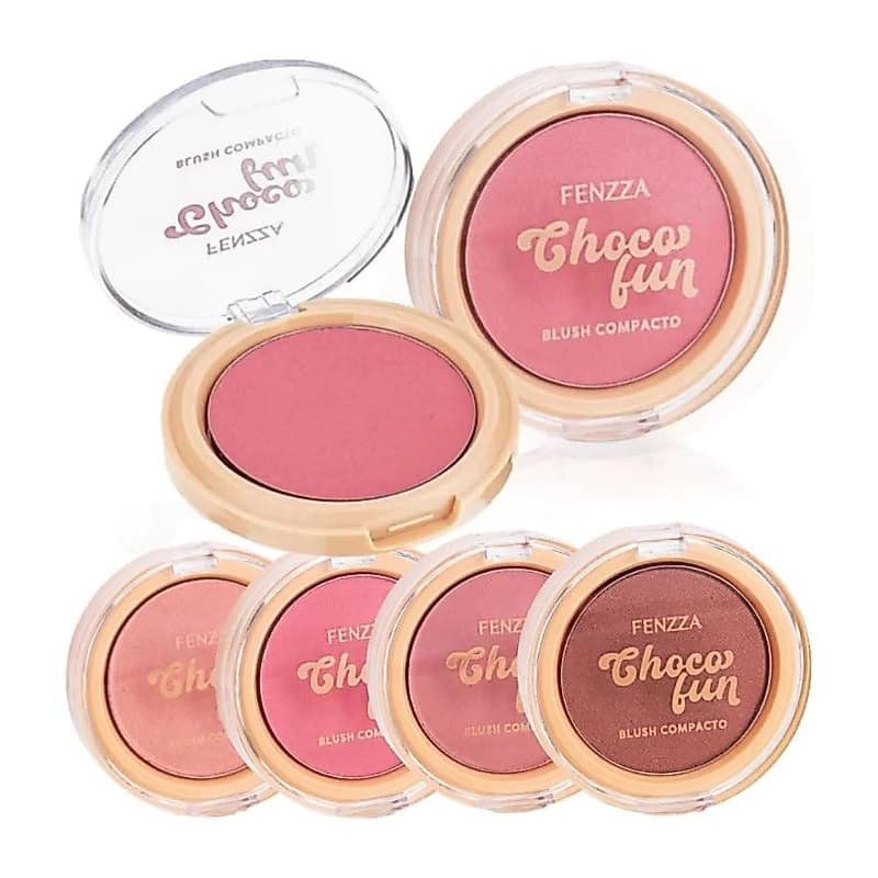Blush Compacto Choco Fun Fenzza 4 cores Acabamento Natural