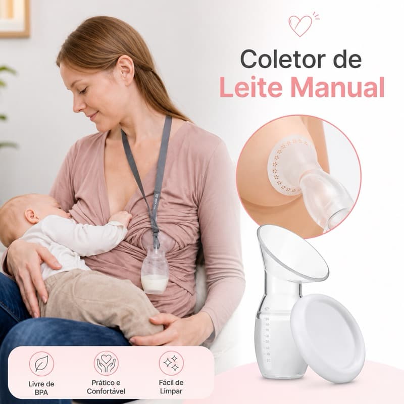 Coletor De Leite Manual Materno Bomba Tira Leite Introdução Alimentar Bebê Coletor em Silicone