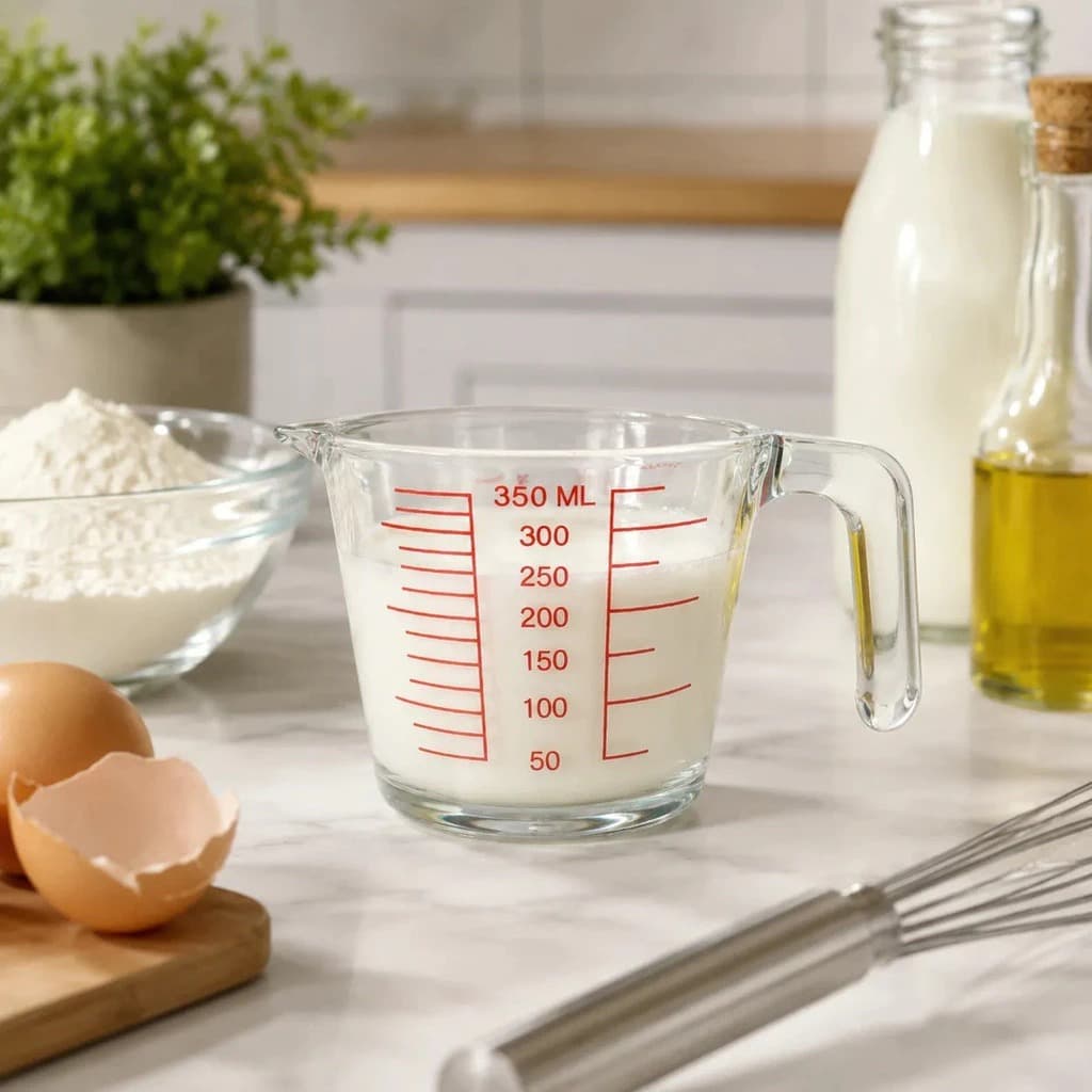 Jarra Medidora de Vidro 350ml com Alça – Resistente Precisa para Receitas Cozinha