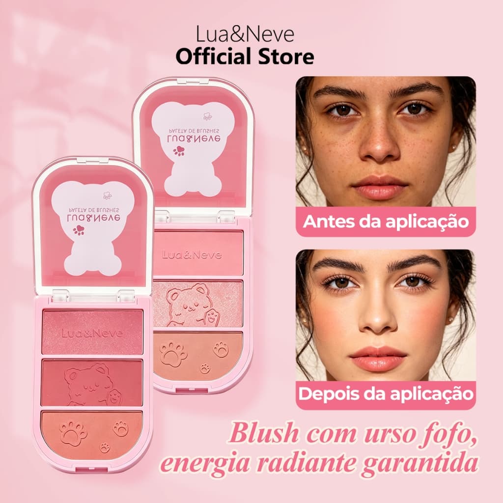 Blush Compacto Lua&Neve 3 Cores Paleta de Blush Efeito Natural Maquiagem Facial
