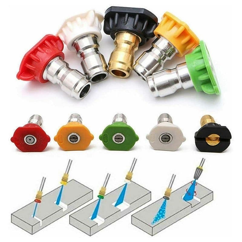 Kit 5 Bicos Engate Rápido Lavadora Alta Pressão 0° 15° 25° 40° 65°