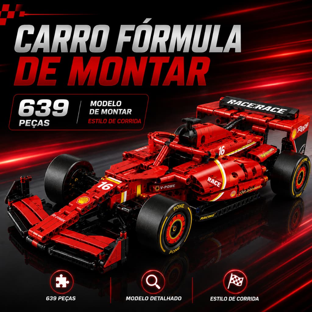 Ferrari F1 SF-24 Blocos De Montar 639 Peças Carro Fórmula 1 Premium Colecionável