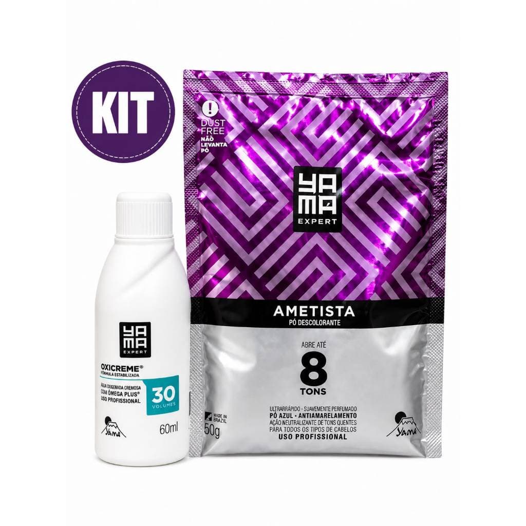 Kit Pó Descolorante Ametista 50g+ Agua Oxigenada Yama Expert 10,20,30 e 40 volumes