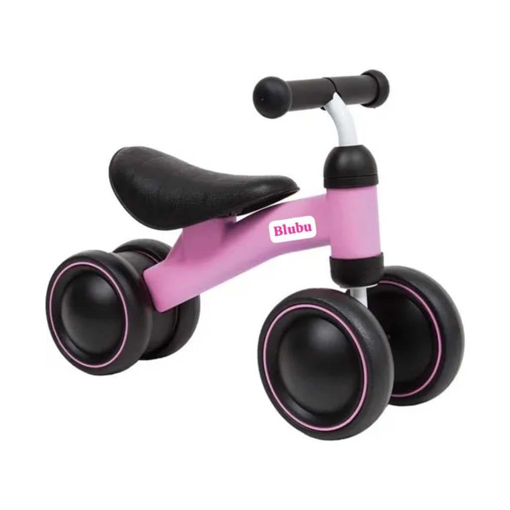 Bicicleta de Equilíbrio Blubu Rosa 4 Rodas Sem Pedal Infantil Rosa Azul vermelho