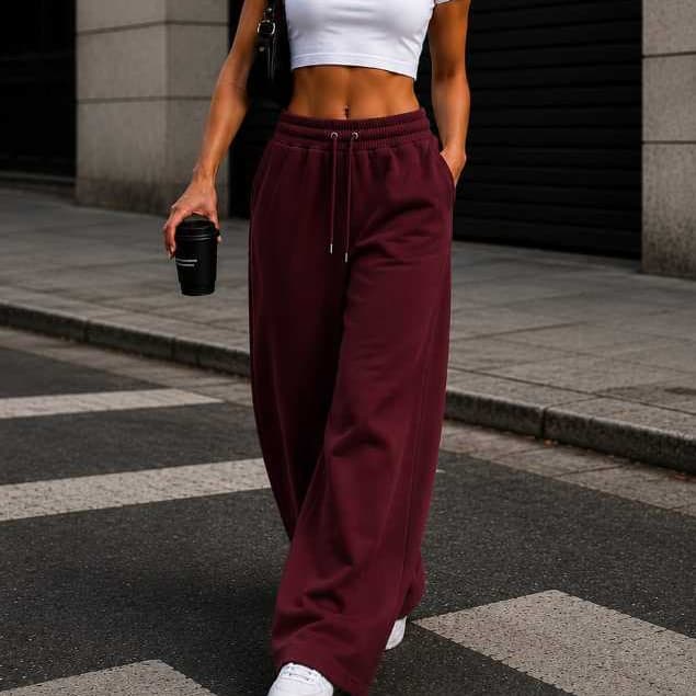 Calça Moletom Wide Leg Baggy Streetwear Casual