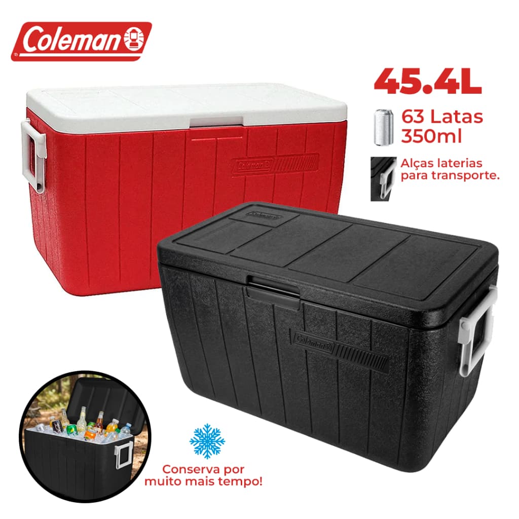 Caixa Térmica Coleman 45,4 Litros – Conserva Bebidas e Alimentos Camping Passeio Pesca Gelo