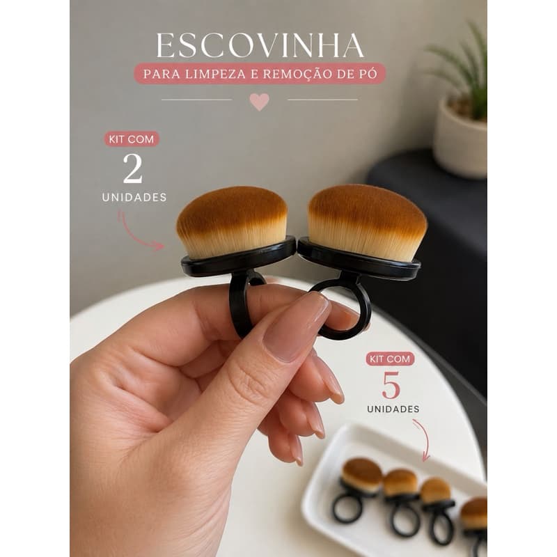Kit Escovinha de Dedo para Limpeza de Pó de Unhas Premium Manicure Russa Cerdas Ultrafinas Profissional Nail Designer