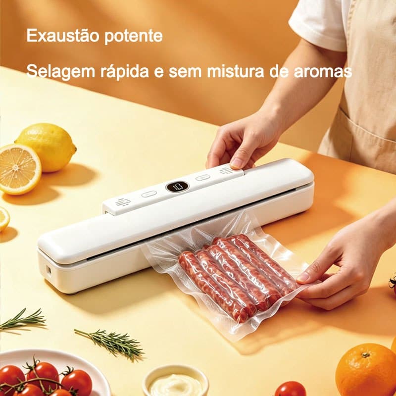 Seladora a Vácuo Automática para Alimentos 110V com 50/100 Sacos de Reposição